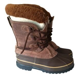 Sorel wool winter Caribou brown boots lace up Thermal women's size 6 fits size 7